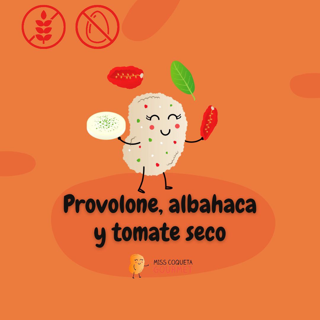 Provolone, albahaca y tomate seco